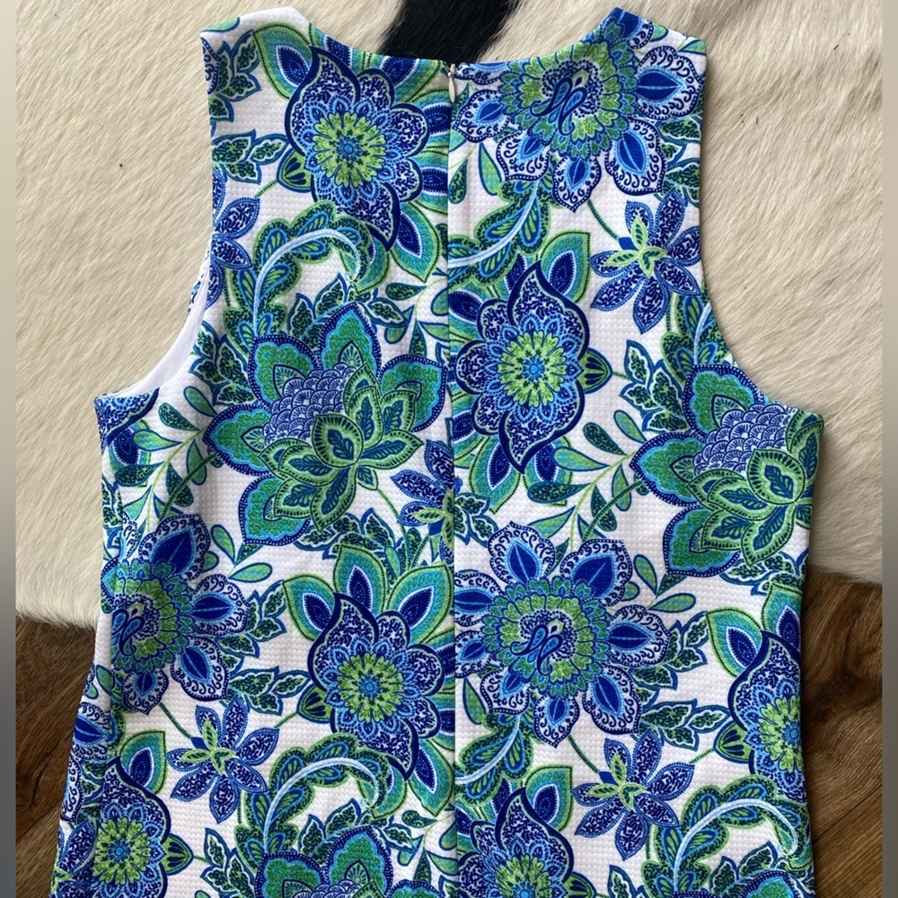 Eliza J dress with a vibrant blue and green floral pattern - Picture 7 of 8